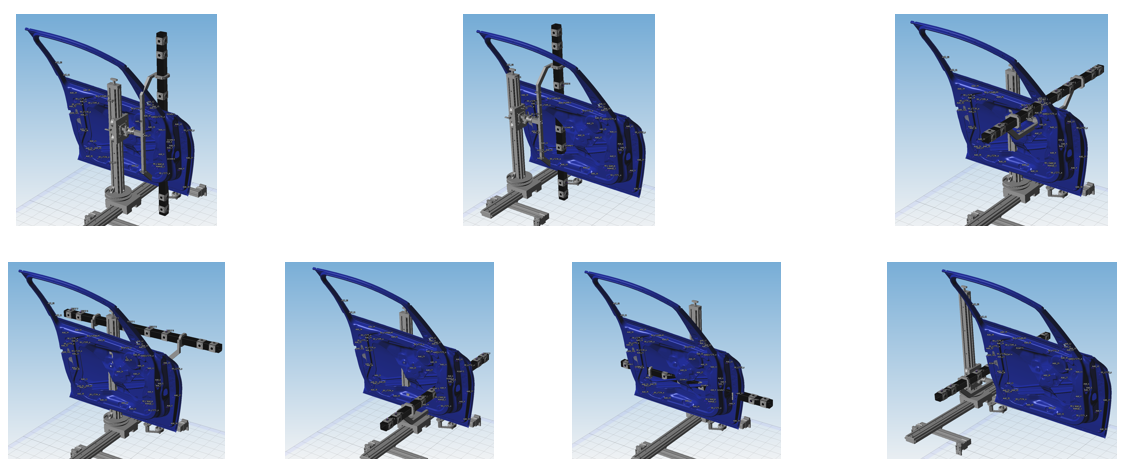 The seven positions of the VDI artefact selected by simulation.